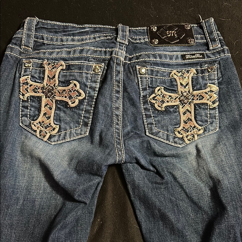 Miss Me Women's Boot Cut Jeans with Embroidered Cross